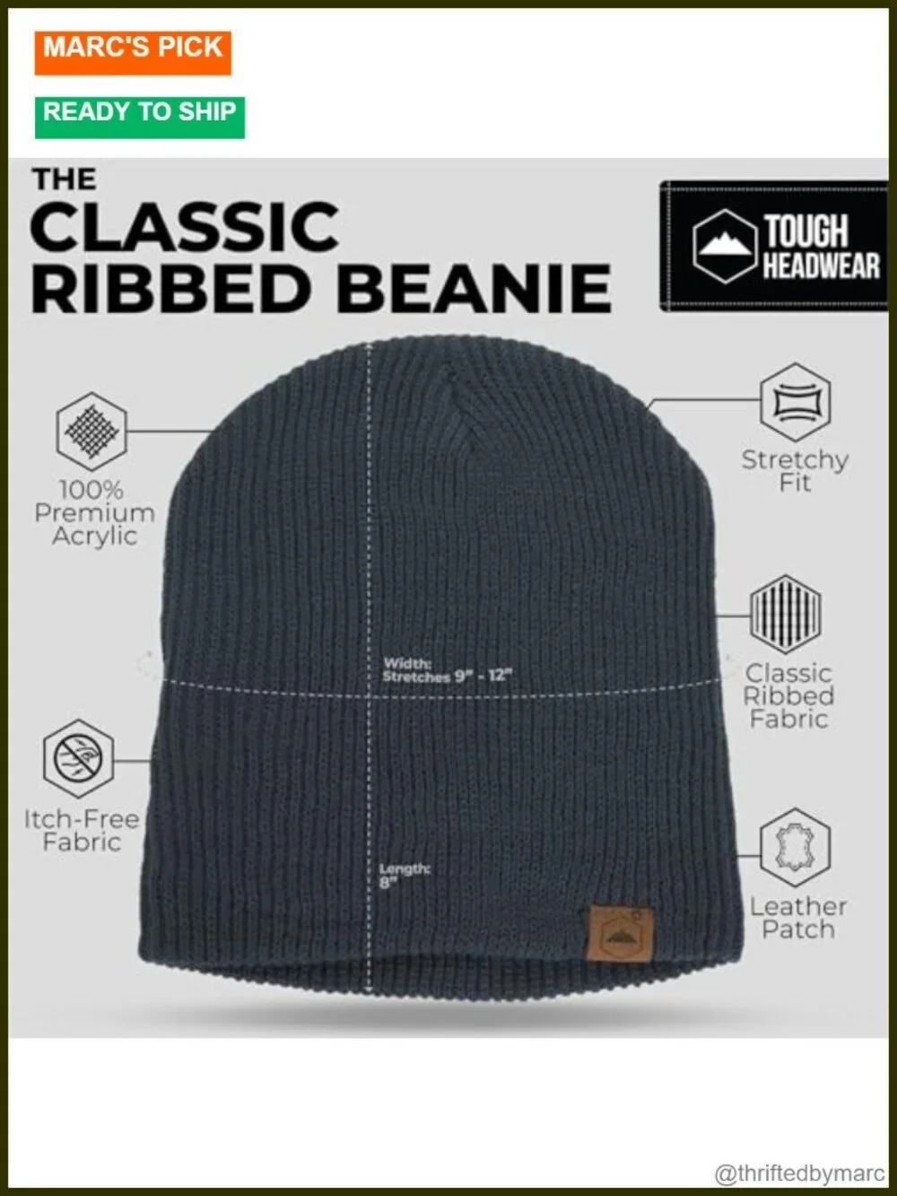 Ribbed Stretch Beanie - 4-Way Stretch Knit Hat for Outdoor Sports, Unisex